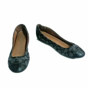 Coach CHESLEA Leather Gray Black Flats Shoes Sz 8